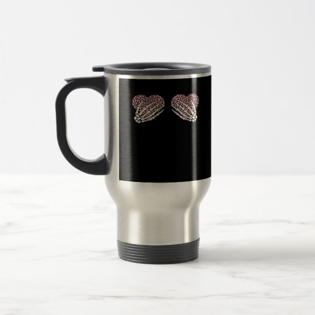 Mug De Voyage Funny Valentines Jour Squelette Mains Coeurs Fille (Gauche)