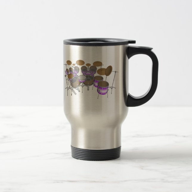 Mug De Voyage Fûts : Kit de tambour violet et blanc : Modèle 3D  (Droit)