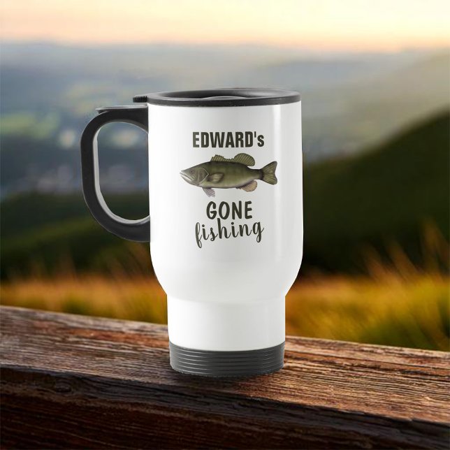 Mug De Voyage Garde-pêche sur mesure (Gone fishing custom travel mug)