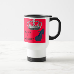 Mug De Voyage Gardez l'arrière - plan calme de rouge de couronn