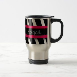 Mug De Voyage Gemme floral rose chaud et motif zèbre