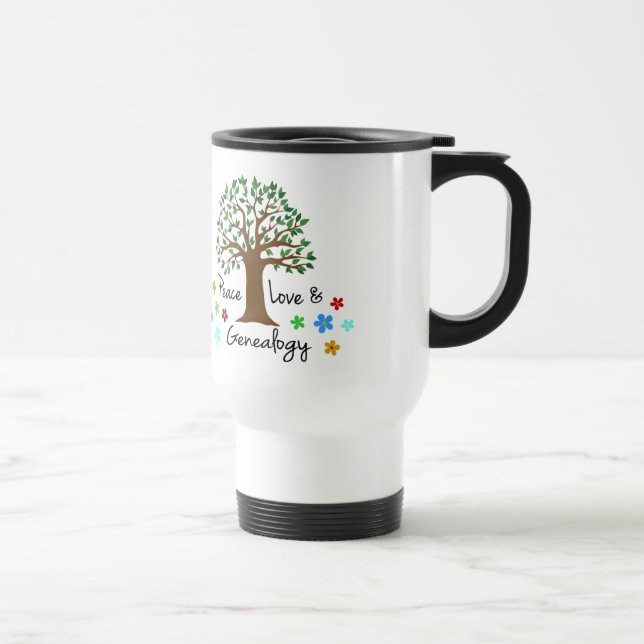 Mug De Voyage Généalogie Paix et Amour Famille Arbre Voyage (Droite)