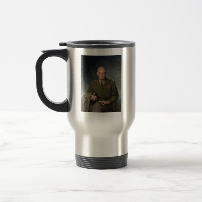 Mug De Voyage Général Dwight Eisenhower Portrait peint 5 étoiles (Gauche)