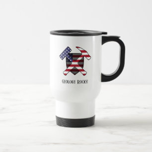 Mug De Voyage "Geology Rocks" Drapeau américain Crossed Hammer L
