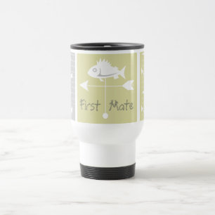 Mug De Voyage Girouette de poisson d'ancre jaune et gris nautica