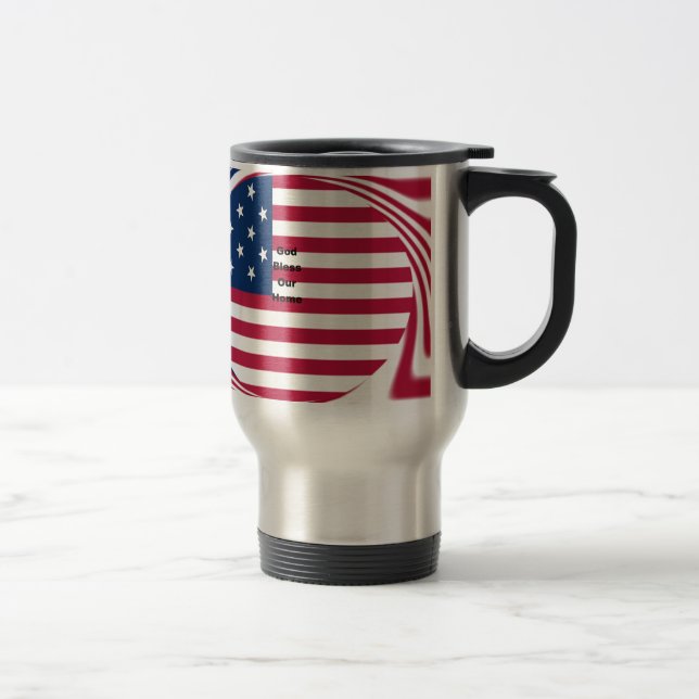 Mug De Voyage God Bless Our Home : USA Flag Swirl Art (Droit)
