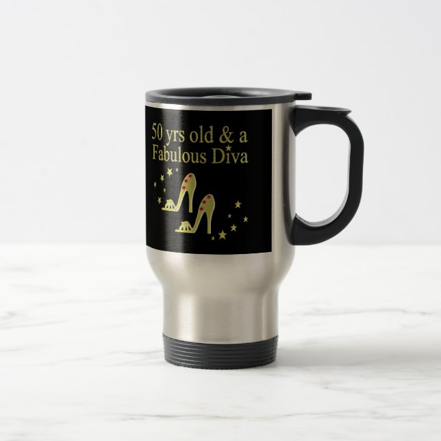 MUG DE VOYAGE GOLD 50 & FABULOUS DIVA DESIGN (Droit)