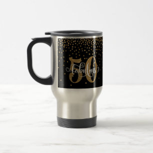 Mug De Voyage Gold Parties scintillant 50 & Fabuleuse typographi