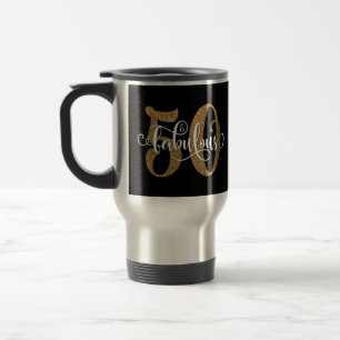 Mug De Voyage Gold Parties scintillant 50 & Fabuleuse typographi