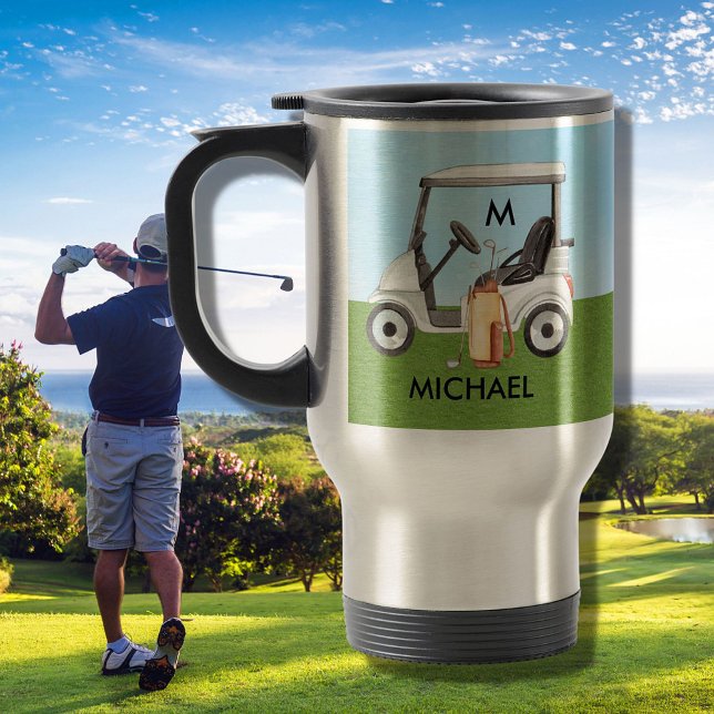 Mug De Voyage Golf personnalisé avec navette de panier (Créateur téléchargé)