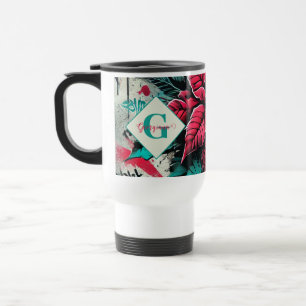 Mug De Voyage Graffiti floral personnalisé Grungy Poinsettia