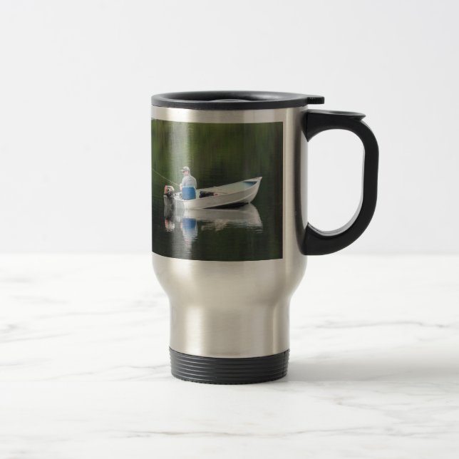 Mug De Voyage Grand Jour Pêcheur homme en bateau (Droit)