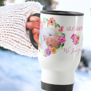 Mug De Voyage Grand-mère, on t'aime   2 Photo Floral