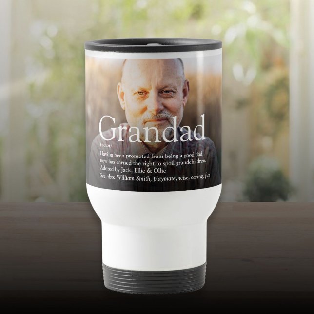Mug De Voyage Grand-père, grand-père, papa définition (Worlds Best Grandpa Grandad Papa Definition Photo Travel Mug)