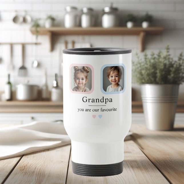 Mug De Voyage Grand-père personnalisé | Cadeau photo 2 petits en (Créateur téléchargé)