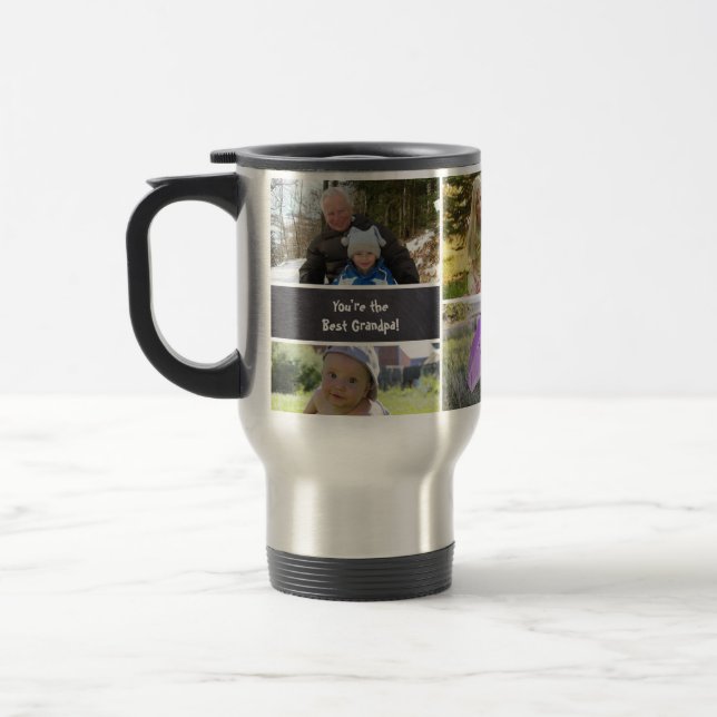 Mug De Voyage Grand-père personnalisé Collage photo personnalisé (Gauche)