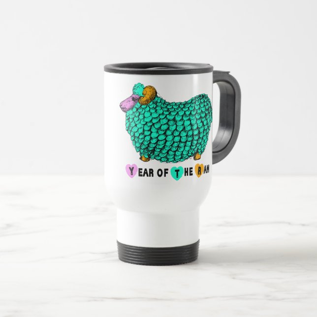 Mug De Voyage Green Ram chinois Année Zodiac Voyage Musique (Devant droit)