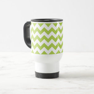 Mug De Voyage Green Zigzag, Green Chevron, Motif géométrique