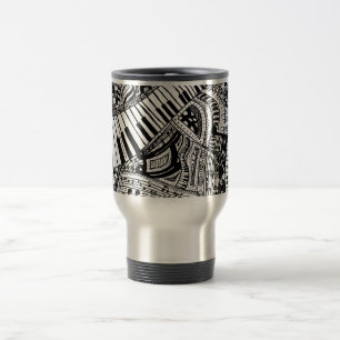 Mug De Voyage Griffonnage de musique classique avec le clavier
