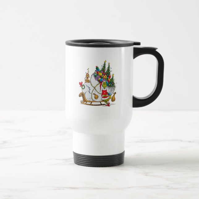 Mug De Voyage Grinch Classique | Grinch & Max avec traîneau (Droite)