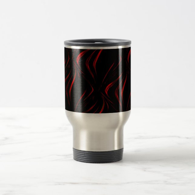 Mug De Voyage Gris rouge sur arrière - plan noir (Centre)