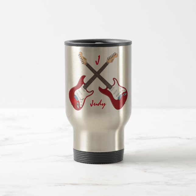 Mug De Voyage Guitares électriques rouges | personnalisé (Centre)