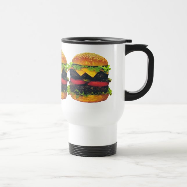 Mug De Voyage Hamburger de luxe double au fromage (Droite)