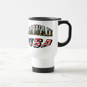 Mug De Voyage Hawaii Picture et USA Flag Text