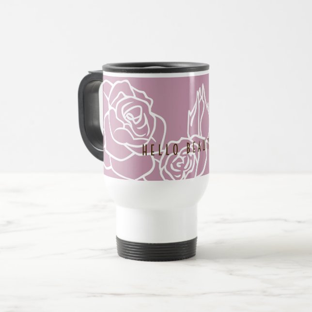 Mug De Voyage Hello Beautiant - Elégant Rose rose moderne (Devant gauche)