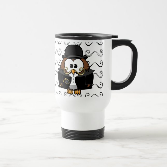 Mug De Voyage hibou de moustache (Droite)
