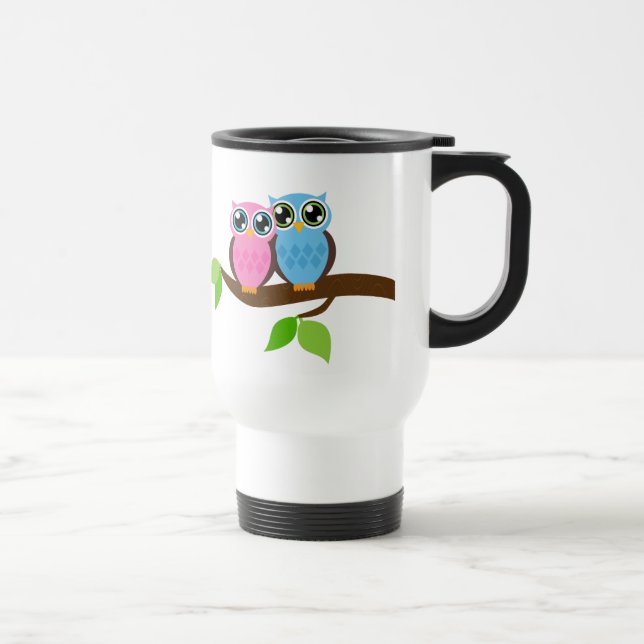 Mug De Voyage Hiboux romantiques doux (Droite)