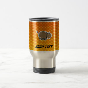Mug De Voyage Hippopotame mignon ; Jaune-orange