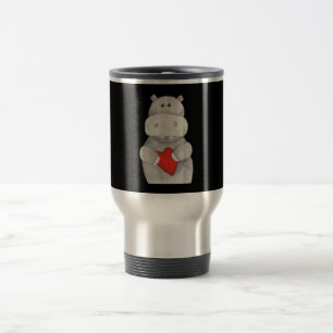 Mug De Voyage Hippopotame mignon tenant le coeur Love Hippo
