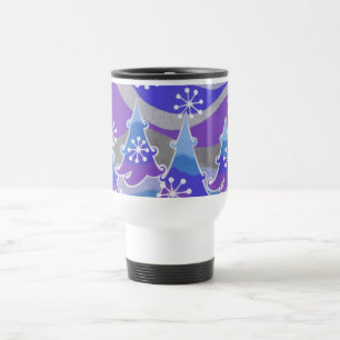 Mug De Voyage Hiver Arbres bleu grand voyage mug