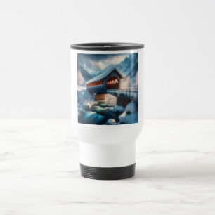 Mug De Voyage Hiver, pont enneigé et rivière