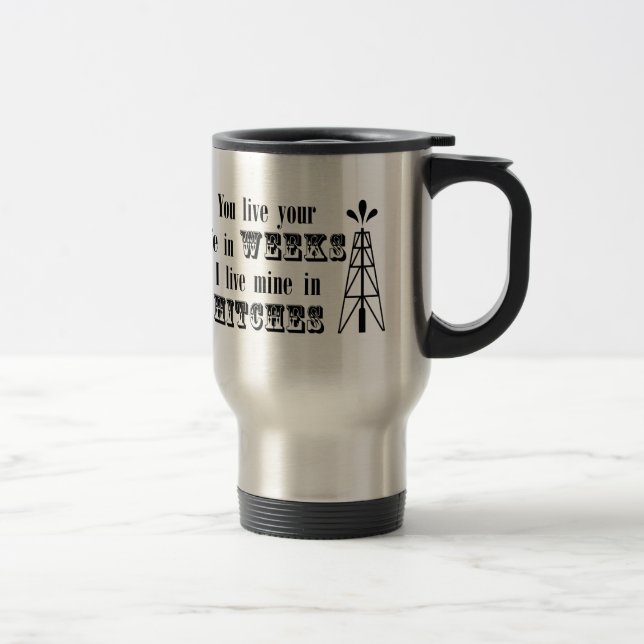 Mug De Voyage Homme en mer d'accrocs du gisement de pétrole | (Droit)