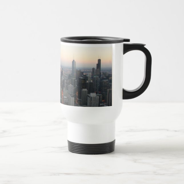 Mug De Voyage Horizon de Chicago au coucher du soleil (Droite)