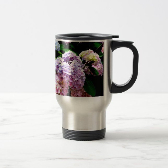 Mug De Voyage Hydrangea garden, rose, bleu, purple floral (Droit)