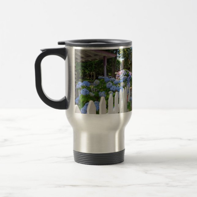 Mug De Voyage Hydrangeas et clôture à pinces - Martha's Vineyard (Gauche)
