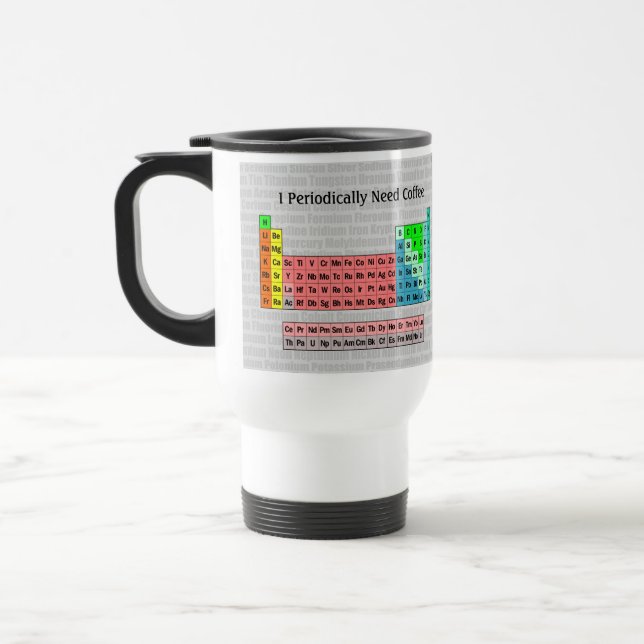 Mug De Voyage I Besoin Périodiquement De Café - Tableau Périodiq (Gauche)