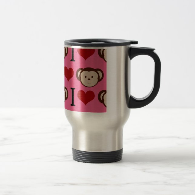 Mug De Voyage I Heart Monkey Pink I Love Monkeys Valentines (Droit)
