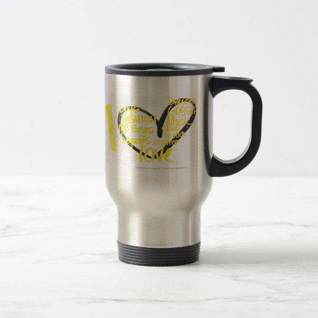 Mug De Voyage I jaune de graffiti de coeur (Droit)