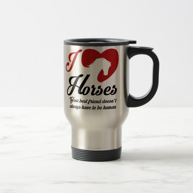 Mug De Voyage I Love/Heart Horses (Droit)
