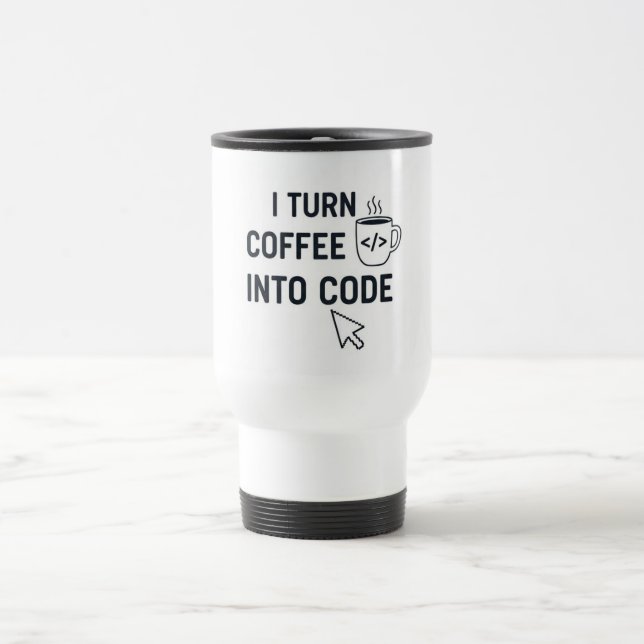 Mug De Voyage I Turn Coffee Into Code - Funny Programmer Quote (Centre)