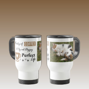 Mug De Voyage Idéal chat animal de compagnie et café blanc brun 