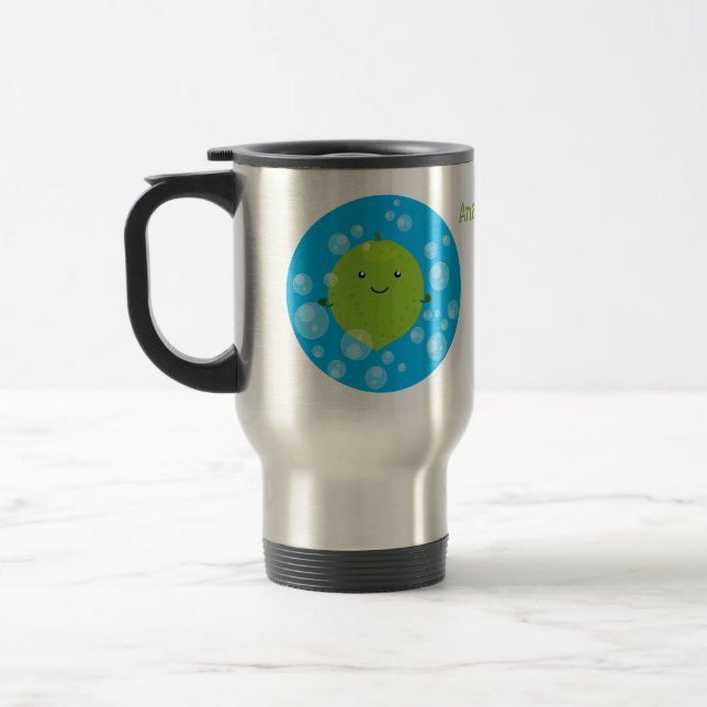 Mug De Voyage Illustration de bulles de chaux vert mou (Gauche)