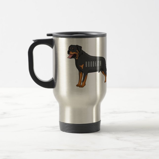 Mug De Voyage Illustration de chien Rottweiler (Gauche)