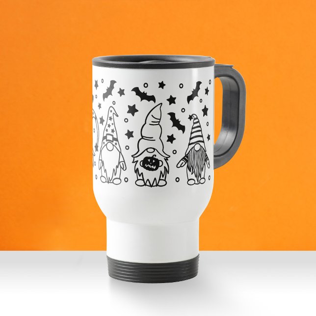 Mug De Voyage Illustration de Gnomes Bats Bumkins Halloween (Créateur téléchargé)