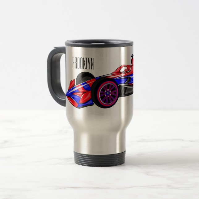 Mug De Voyage Illustration de voiture de course professionnelle (Devant gauche)