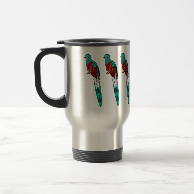 Mug De Voyage Illustration d'oiseau de quetzal resplendissant (Gauche)